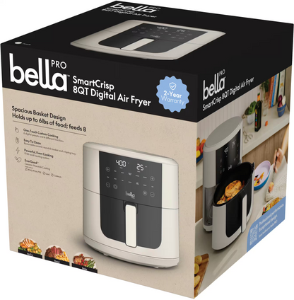 Bella PRO - 8-qt, oyo ezali na 8-qt. Friteuse à air numérique - Acier inoxydable