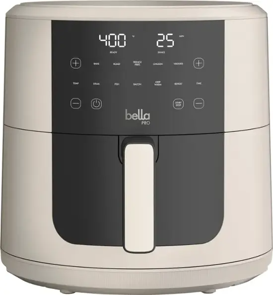 Bella PRO - 8-qt, oyo ezali na 8-qt. Friteuse à air numérique - Acier inoxydable