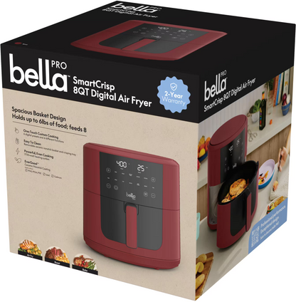 Bella PRO - 8-qt, oyo ezali na 8-qt. Friteuse à air numérique - Acier inoxydable