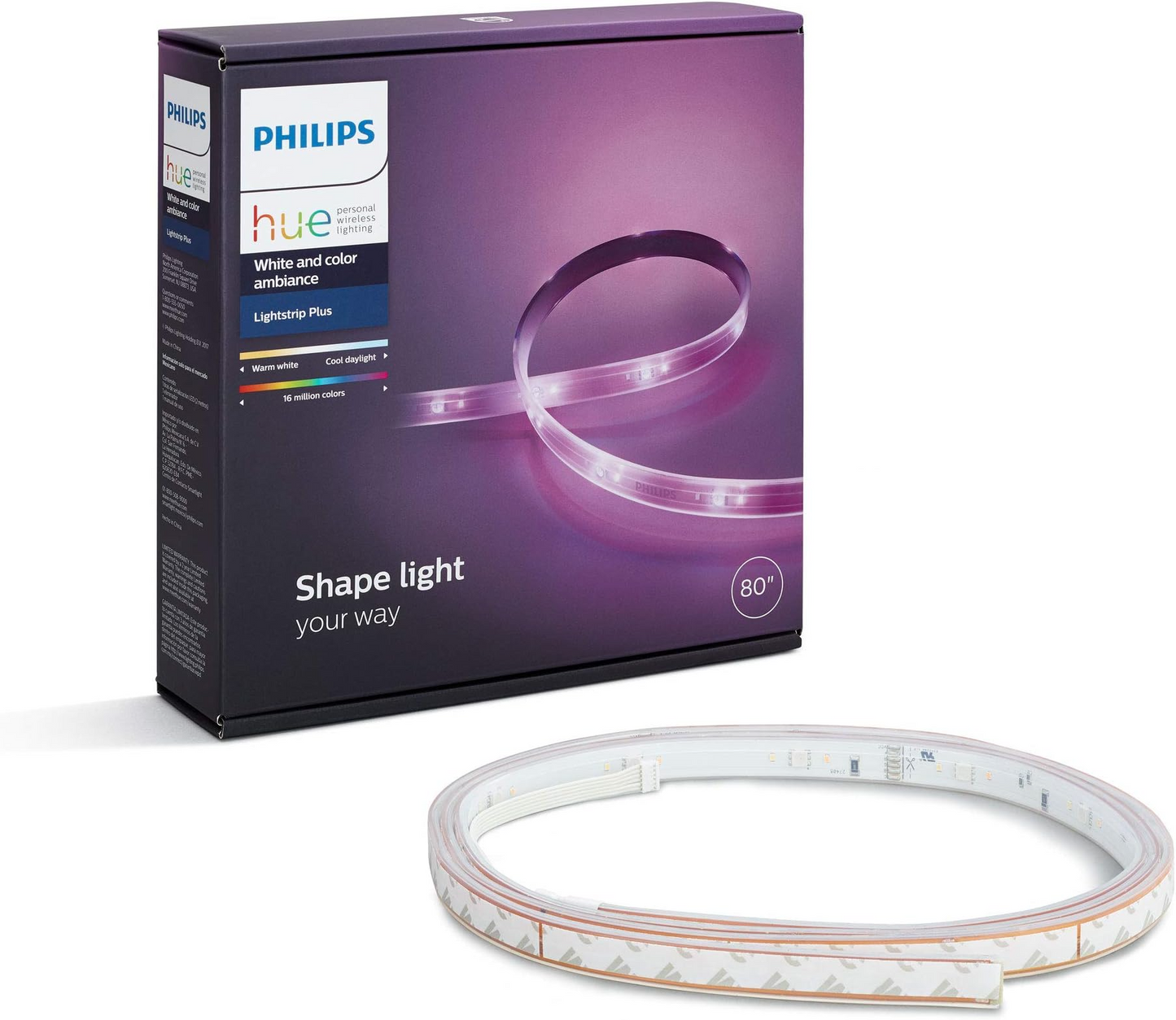 Philips - Kit de base pour bande lumineuse Bluetooth Hue Lightstrip Plus de 80 pouces