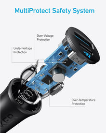 Chargeur allume-cigare USB-C Anker, adaptateur allume-cigare USB pour iPhone 16, adaptateur allume-cigare Type-C 30 W 2 ports, PowerIQ 3.0, pour iPhone 16/15/14/13/12, Samsung Galaxy S23, iPad, AirPods, etc.