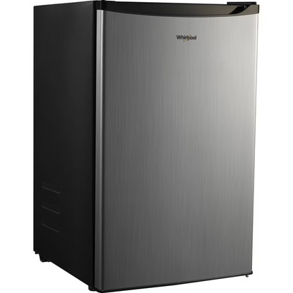 Whirlpool 4.3 cu ft Mini Refrigerator Stainless Steel WH43S1E: Compact Dorm Fridge, Energy Star, Reversible Door, 2 Shelves