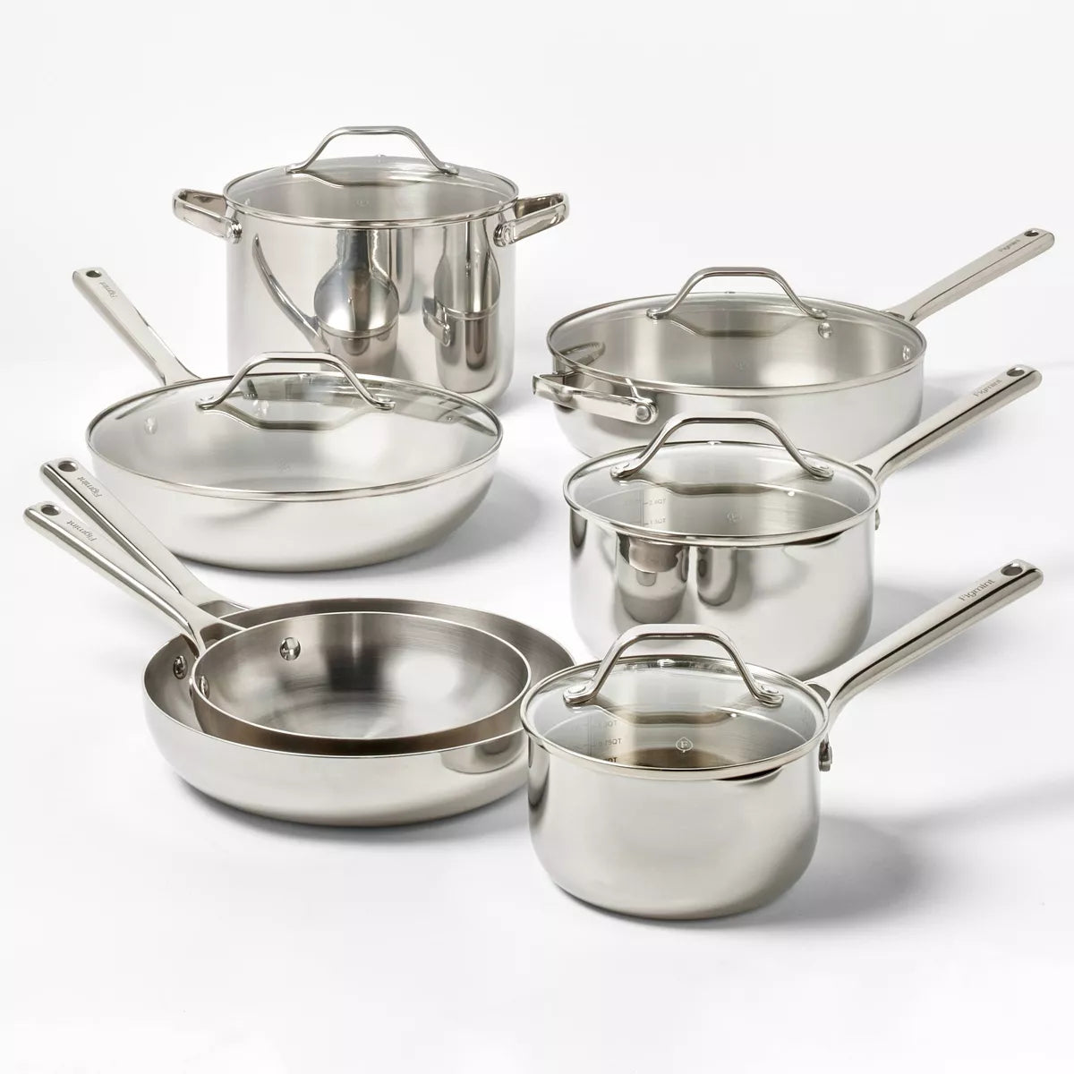 Figmint 12pc Ensemble ya biloko ya kolamba ya acier inoxydable nonstick