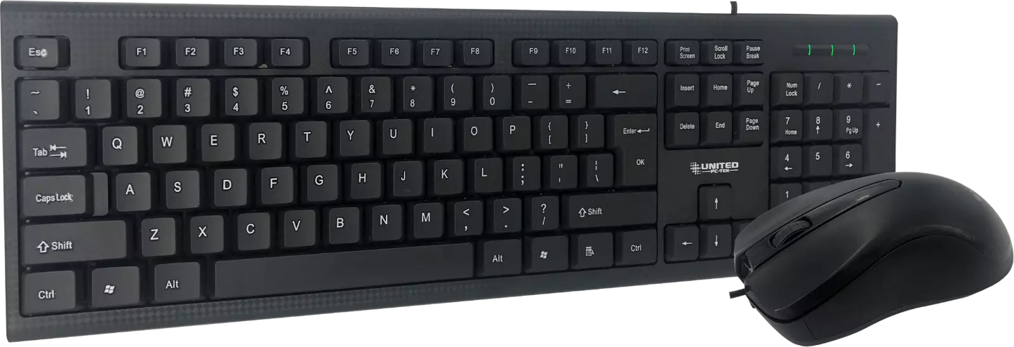 Clavier et souris, United PC-Tek, UPT-G20, noir, filaire, USB, Windows et Mac