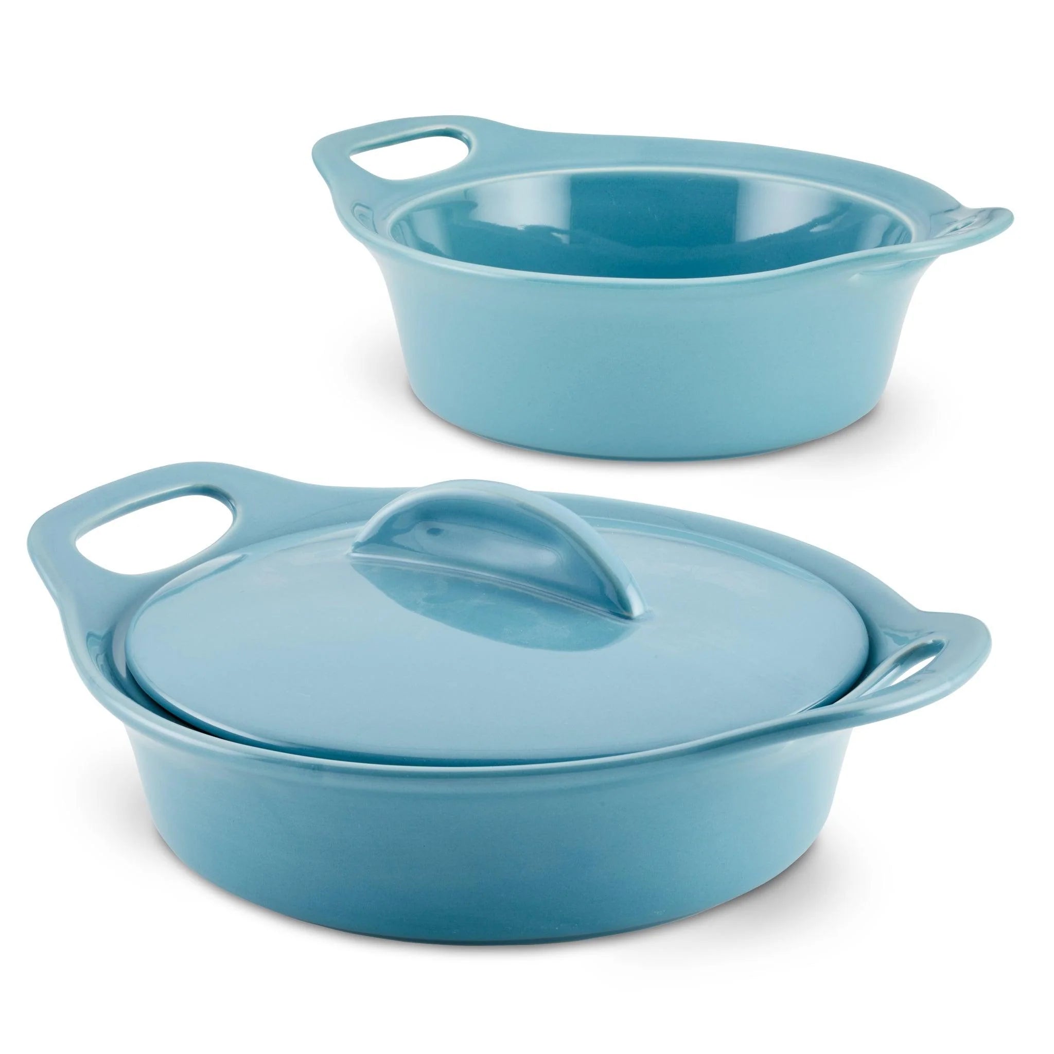 Rachael Ray Ceramic Casserole Bakers with Shared Lid Set, 3-Piece