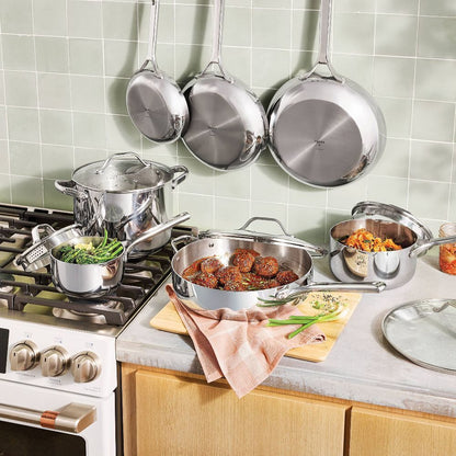 12pc Stainless Steel Cookware Set with 6pc Pan Protectors Silver - Figmint™